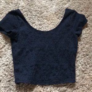navy lace crop top